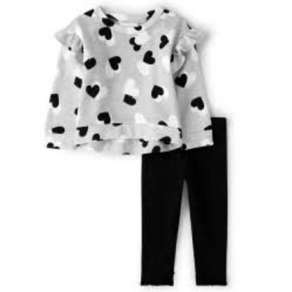 NWT Children's Place Toddler Girls Heart 2-Piece Set - Bunnys Tail 2T - Picture 1 of 5